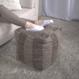 Barracuda - Handcrafted Cotton Pouf With Chevron Pattern - Brown / Beige - Furniture Home Direct