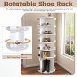 Free Standing 360° Revolving Shoe Organizer for 24 Pairs of Shoes (6-Tier White) - Furniture Home Direct