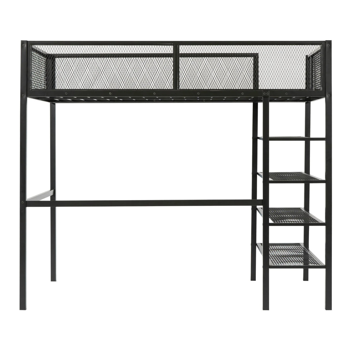 Loft Bed With 4 Tier Shelves And Storage - Furniture Home Direct