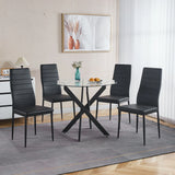 Dining Table With Cross Metal Leg And Tempered Glass, Modern Space Saving Kitchen Table For Living Room - Furniture Home Direct