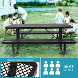 Outdoor Steel Picnic Rectangular Table With Umbrella Pole - Furniture Home Direct