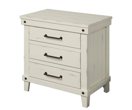 3 Drawer Elegant Nightstand - White - Furniture Home Direct