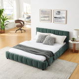 Modern Platform Bed Frame With Thick Chenille Fabric - Furniture Home Direct