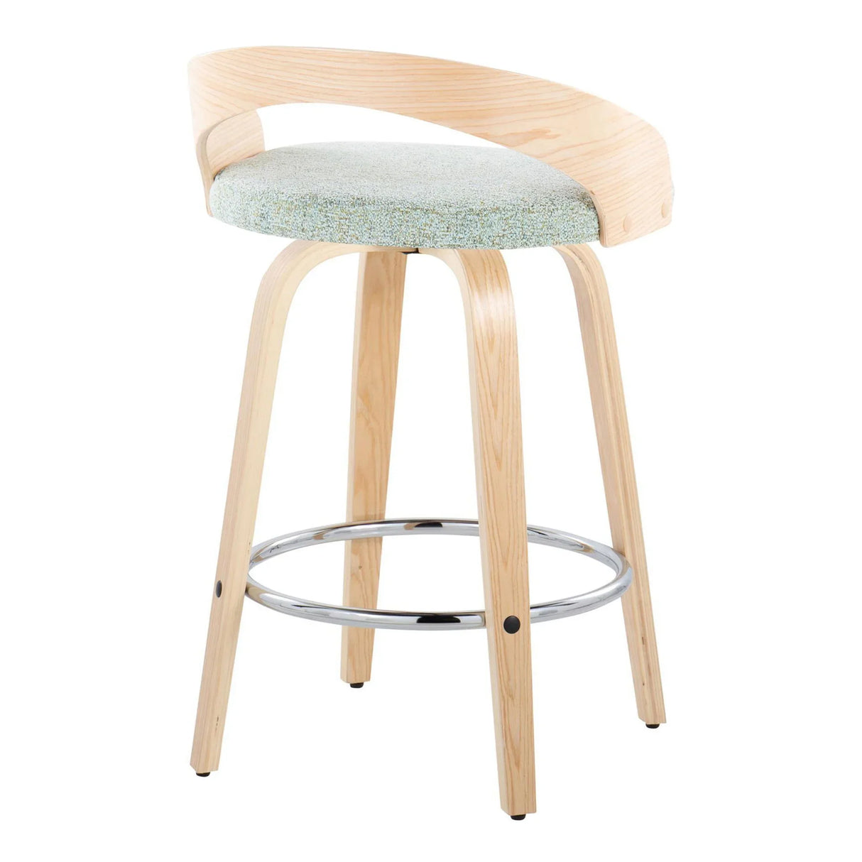 Grotto - Contemporary Fixed Height Counter Stool With Swivel With Round Footrest (Set of 2) - Furniture Home Direct