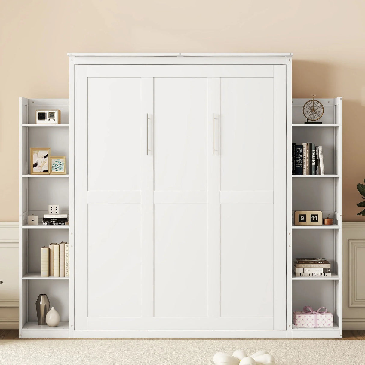 Wall Murphy Bed With Shelves And LED Lights - Furniture Home Direct