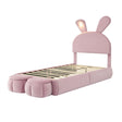 Upholstered Platform Bed With Cartoon Ears Shaped Headboard And LED Light - Furniture Home Direct