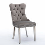 Nikki - Modern, High-End Tufted Solid Wood Contemporary Velvet Upholstered Dining Chair With Chrome Stainless Steel Plating Legs, Nailhead Trim (Set of 2) - Furniture Home Direct