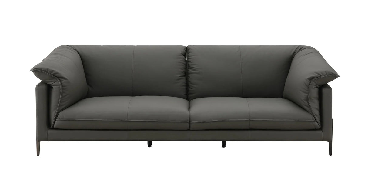 Tadi - Top Grain Leather Loveseat - Black - Furniture Home Direct