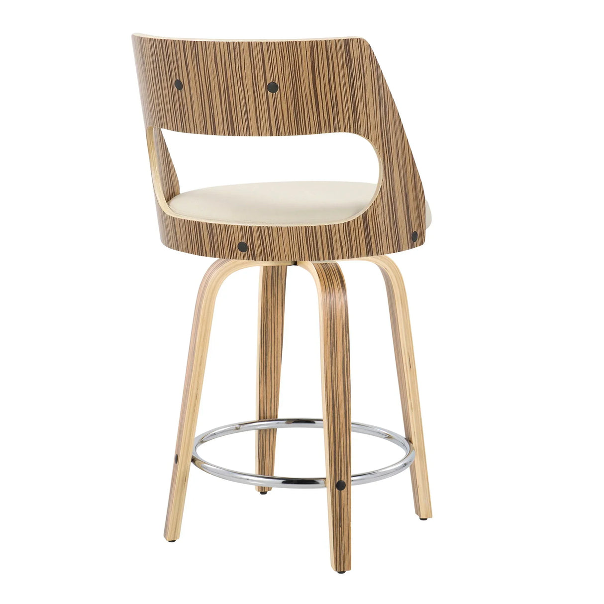 Cecina - Mid-Century Modern Fixed Height Counter Stool With Swivel With Round Footrest (Set of 2) - Zebra / Cream - Furniture Home Direct