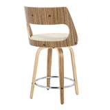 Cecina - Mid-Century Modern Fixed Height Counter Stool With Swivel With Round Footrest (Set of 2) - Zebra / Cream - Furniture Home Direct