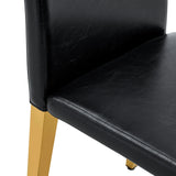 Dining Chairs Four Modern PU Leather Gold Legs Black - Furniture Home Direct
