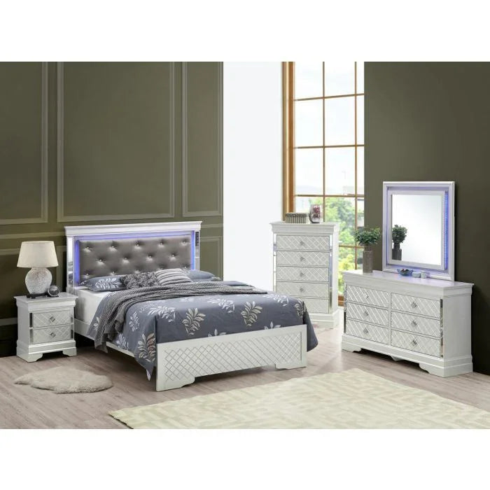 Bed With LED Light Accents Headboard - Furniture Home Direct