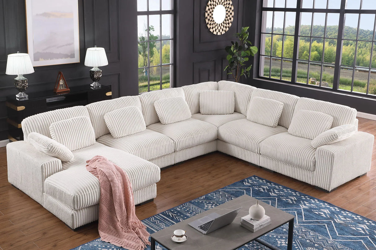 Nadine - Corduroy Modular Corner Sectional Sofa With Left Facing Chaise - Furniture Home Direct