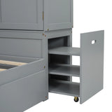Twin Platform Bed With Storage Headboard Shelves Gray - Furniture Home Direct