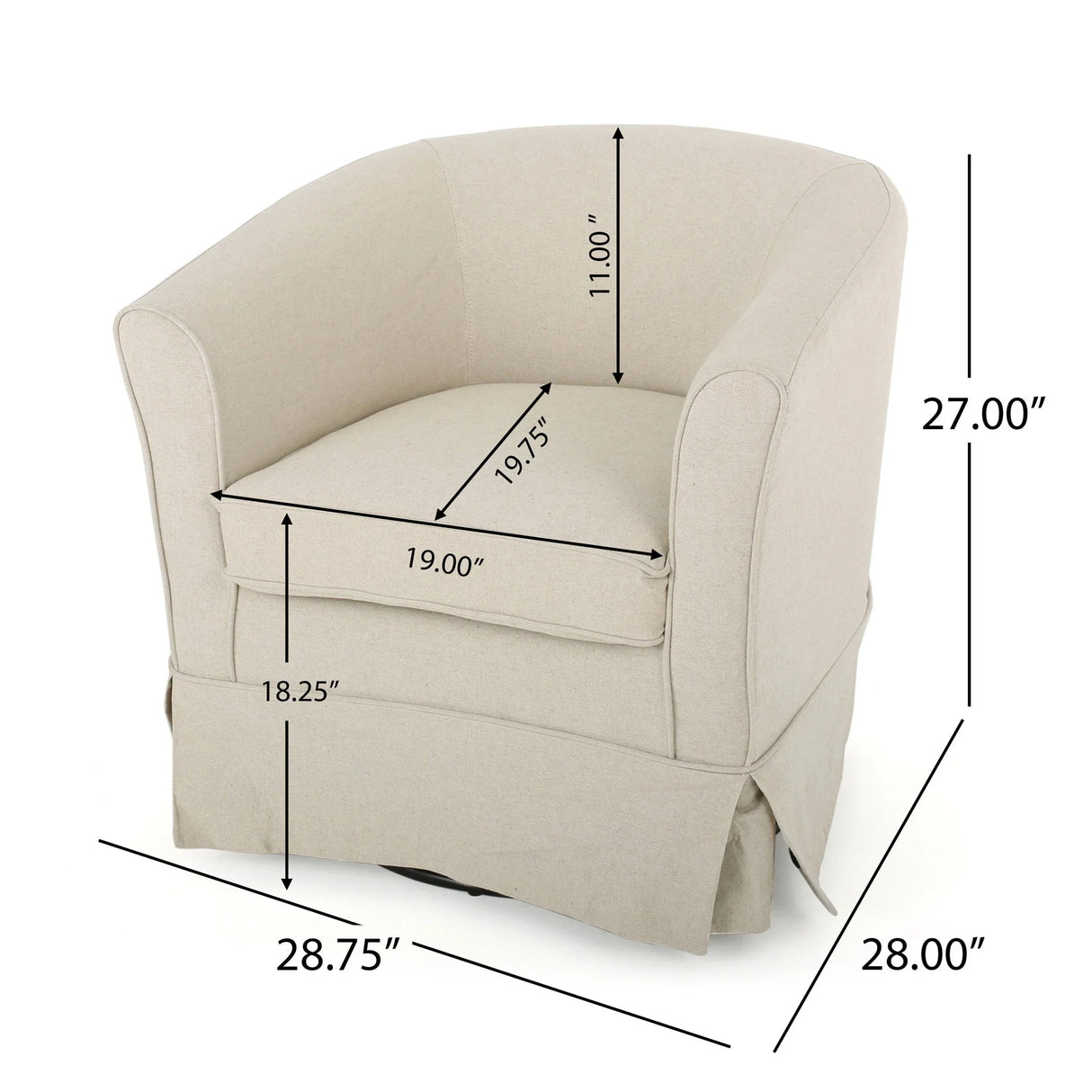 Glitter - Upholstered Swivel Chair With Loose Cover And Curved Back