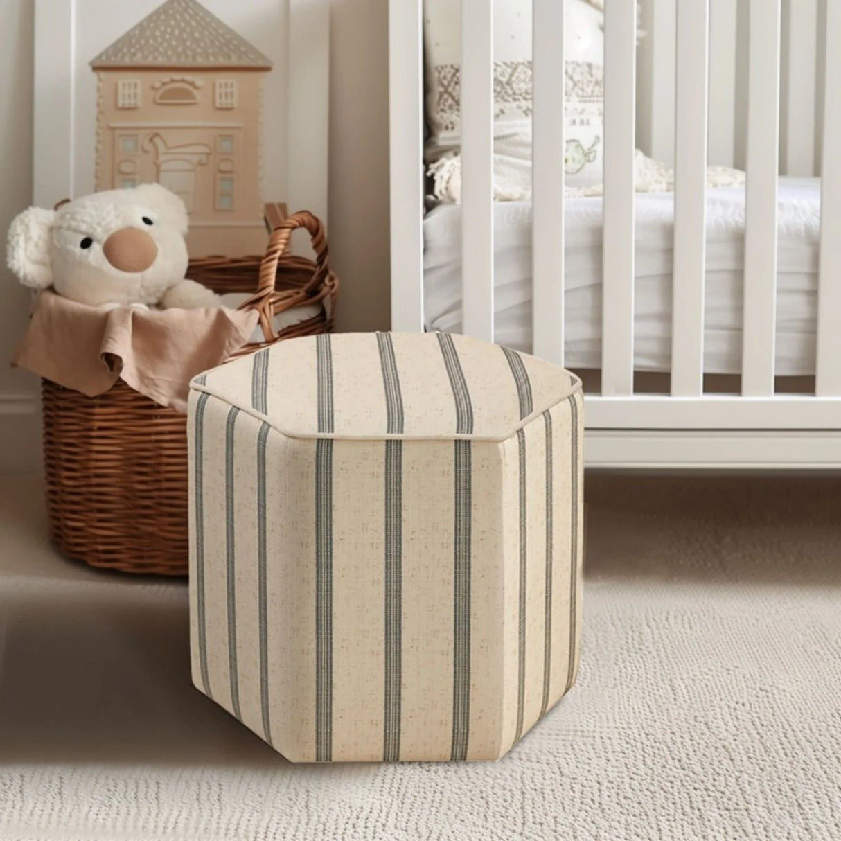 Accent Ottoman Printed Stripe - Furniture Home Direct