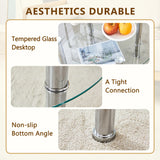 Coffee Table Two Tier Glass Top Polished Metal Legs Silver - Furniture Home Direct