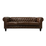 PU Upholstered Tufted Sofa - Brown - Furniture Home Direct