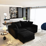 Deep Seat Convertible Sofa With Soft Pillows And Ottomans - Furniture Home Direct