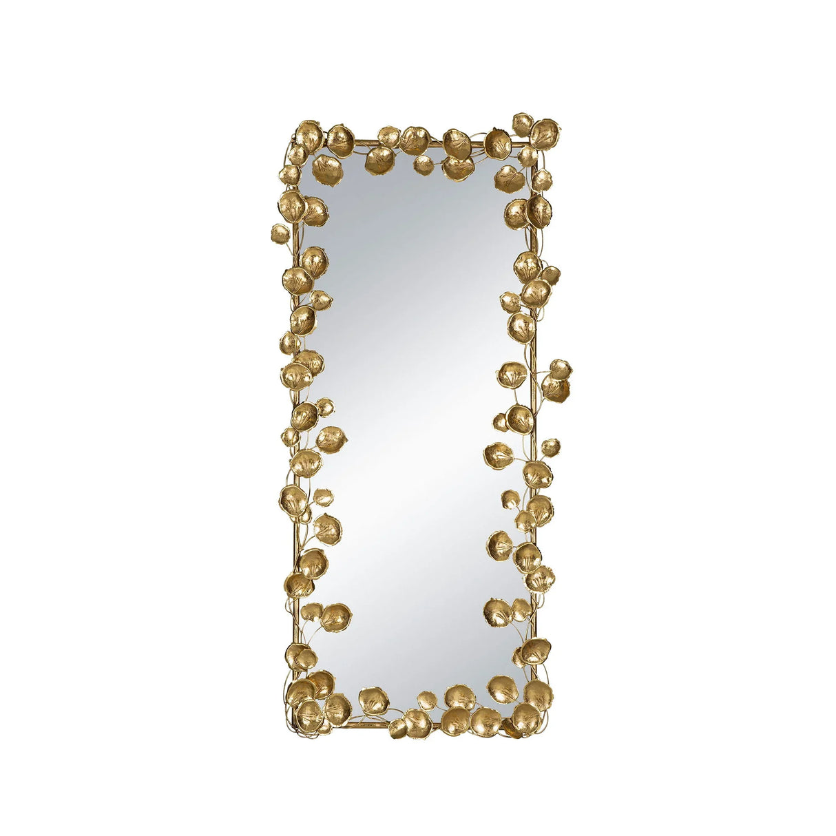 Full Length Mirror With en Leaf Accents, Floor Miiror For Living Room Bedroom - Gold - Furniture Home Direct
