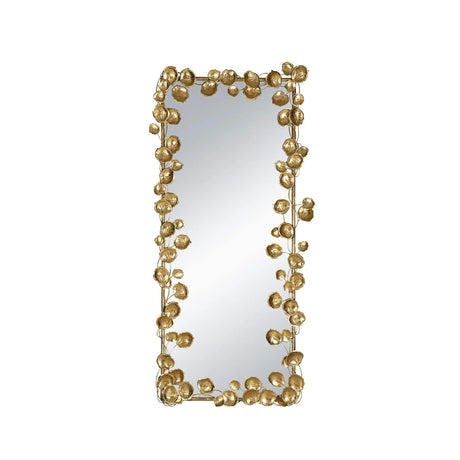 Full Length Mirror With en Leaf Accents, Floor Miiror For Living Room Bedroom - Gold - Furniture Home Direct