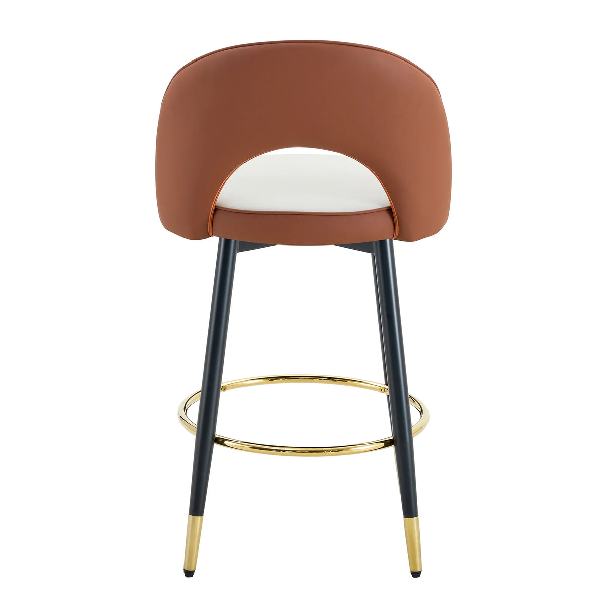 Counter Height Bar Stool Set of 2 Leatherette Brown White - Furniture Home Direct