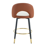 Counter Height Bar Stool Set of 2 Leatherette Brown White - Furniture Home Direct