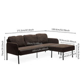 Modern L Shaped 3 Seater Sofa With Ottoman, Upholstered Couch For Small Spaces - Furniture Home Direct