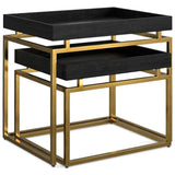 Macy - 2 Pieces Nesting Table - Black / Gold - Furniture Home Direct