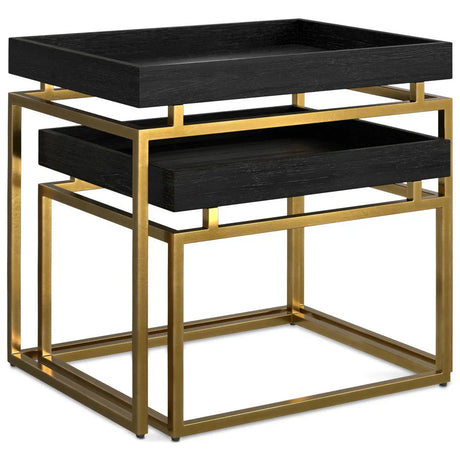 Macy - 2 Pieces Nesting Table - Black / Gold - Furniture Home Direct