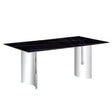 Modern Minimalist Dining Table With Imitation Marble Glass Desktop And Metal Legs - Furniture Home Direct