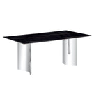 Modern Minimalist Dining Table With Imitation Marble Glass Desktop And Metal Legs - Furniture Home Direct