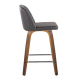 Toriano - Mid Century Modern Fixed Height Counter Stool With Swivel And Square Footrest (Set of 2) - Furniture Home Direct