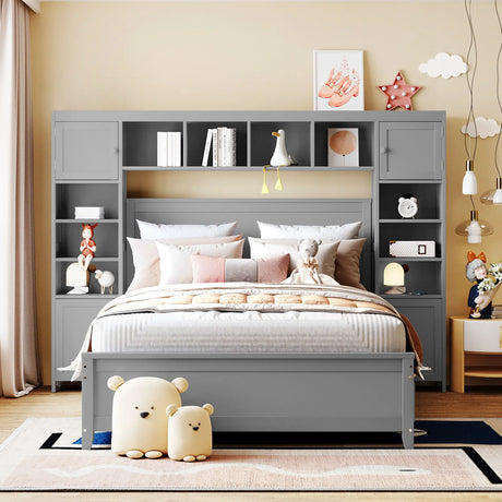 Bed With All In One Cabinet And Shelf - Furniture Home Direct