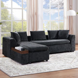 Modern L Shaped Sectional Sofa With Chenille Upholstery And Wooden Storage - Furniture Home Direct