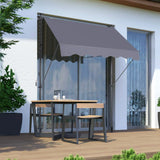 Manual Retractable Patio Awning, UV Resistant Polyester Sun Shade With No Drill Installation - Furniture Home Direct
