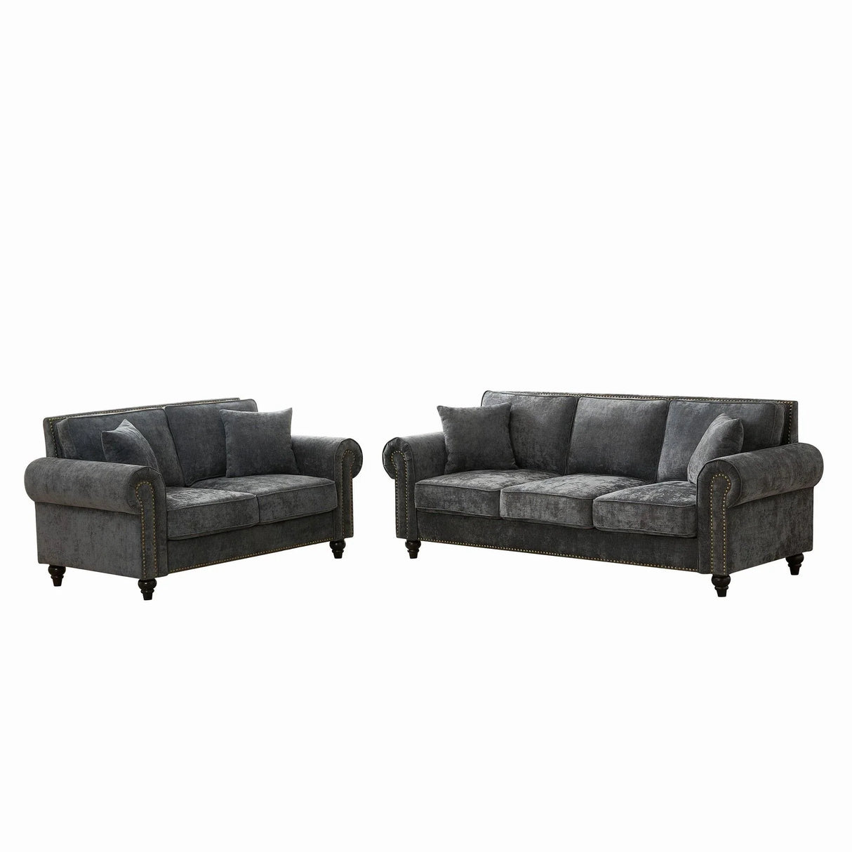 Modern 3 And 2 Seater Sofa With Rolled Arms, Tufted Upholstered Couch - Furniture Home Direct