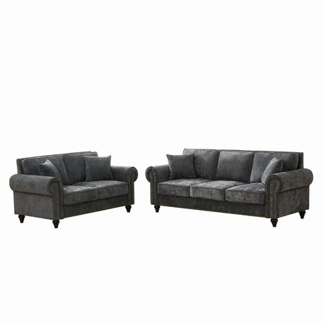 Modern 3 And 2 Seater Sofa With Rolled Arms, Tufted Upholstered Couch - Furniture Home Direct