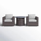 Rattan Patio Set With Comfortable Cushions And Fire Pit - Furniture Home Direct