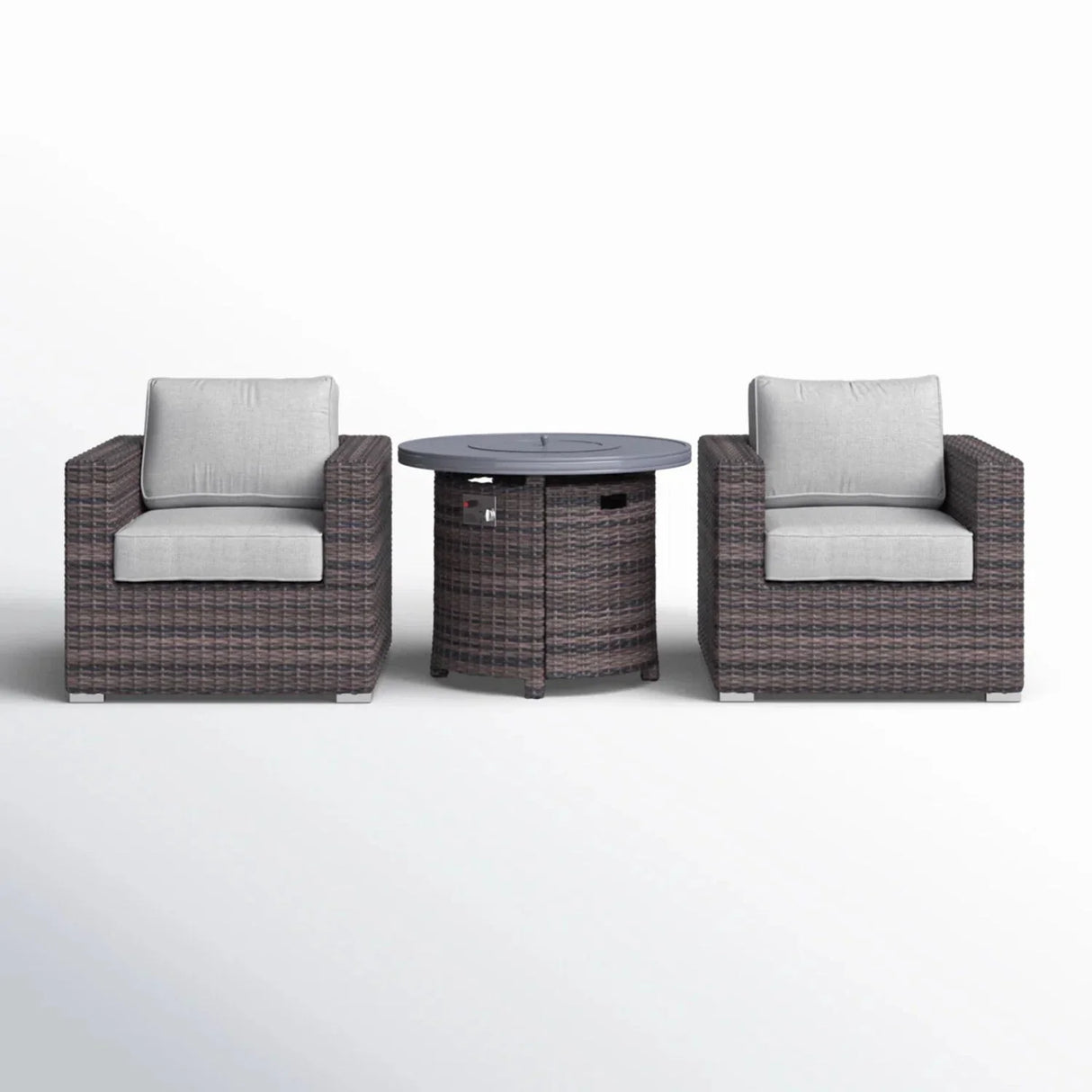 Rattan Patio Set With Comfortable Cushions And Fire Pit - Furniture Home Direct