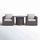 Rattan Patio Set With Comfortable Cushions And Fire Pit - Furniture Home Direct