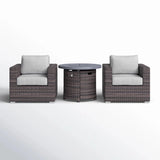 Rattan Patio Set With Comfortable Cushions And Fire Pit - Furniture Home Direct