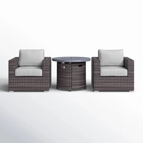 Rattan Patio Set With Comfortable Cushions And Fire Pit - Furniture Home Direct