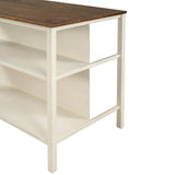 Kitchen Island Set With Stools 45 Inch Top Walnut Off White - Furniture Home Direct