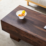 Coffee Table Solid Wood Long Rectangular Dark Walnut - Furniture Home Direct