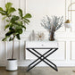 Koda - Wooden End Side Table Nightstand With Glass Top, Drawer And Metal Cross Base - Furniture Home Direct
