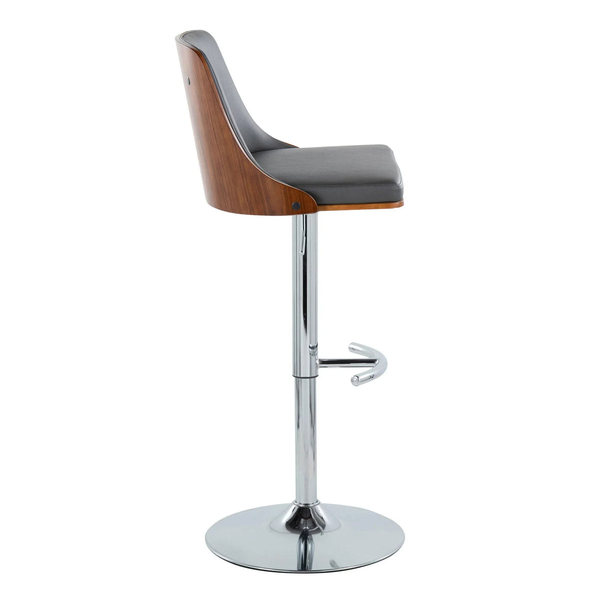 Gianna - Mid Century Modern Adjustable Barstool With Swivel With Rounded T Footrest (Set of 2) - Furniture Home Direct