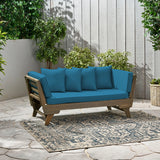 Outdoor Sofa With Wood Frame - Blue - Furniture Home Direct