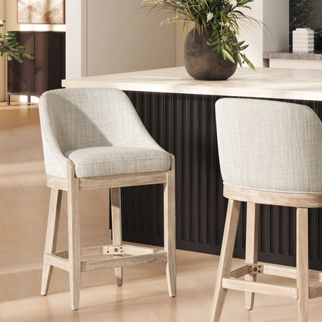 Newport - Coastal Curved Back Upholstered Counter Stool - Two Tone Neutral Gray - Furniture Home Direct