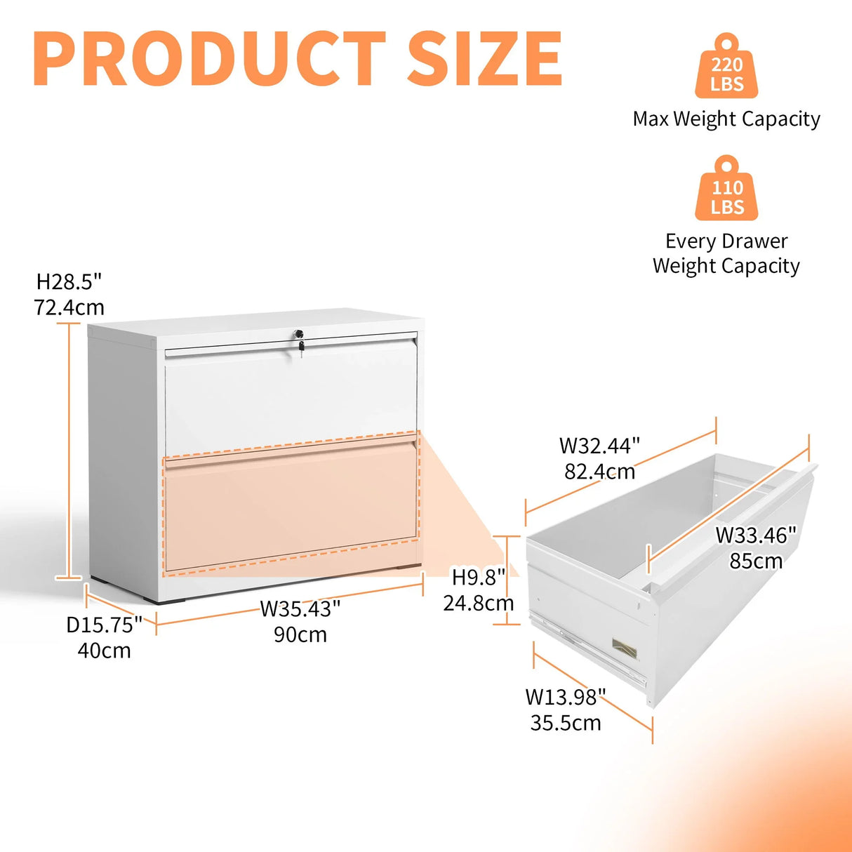 Premium Drawer Metal Lateral File Cabinet With Lock - Furniture Home Direct